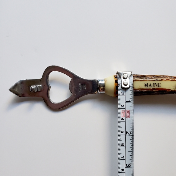 60's Vintage 'Maine' Antique Deer Stag Antler Bone Bar Tool Combi Bottle Opener - Picture 6 of 11